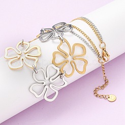 304 Stainless Steel Two Tone Flower Bib Necklaces for Women&nbsp;NJEW-F361-01GP