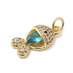 Brass Micro Pave Cubic Zirconia Pendants&nbsp;KK-C137-08G-03