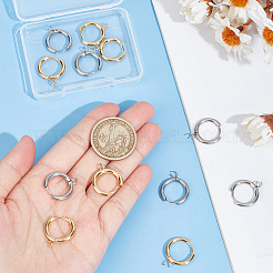 12Pcs 2 Colors 201 Stainless Steel Huggie Hoop Earring Findings&nbsp;STAS-UN0056-80