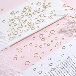 300Pcs 7 Styles Rack Plating Brass Open Jump Rings&nbsp;KK-BBC0027-30G