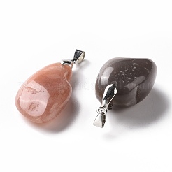 Natural Orange & Grey Sunstone Pendants&nbsp;G-H259-07P-02