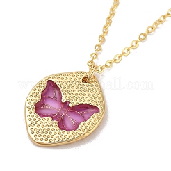 Brass Enamel Cable Chain Butterfly Pendant Necklaces&nbsp;NJEW-K379-01G-02