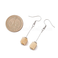 Cube 304 Stainless Steel & Natural Topaz Jade Dangle Earrings&nbsp;EJEW-JE06869