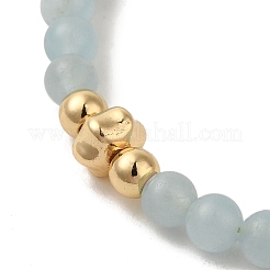 4mm Round Natural Aquamarine Beaded Bracelets&nbsp;BJEW-P318-03G-02