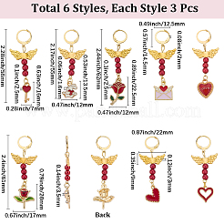 Valentine's Day Theme 8Pcs Alloy Enamel & Acrylic Pendant Locking Stitch Markers&nbsp;HJEW-SC00102