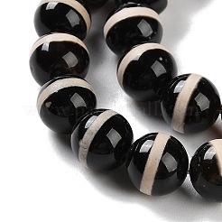 Natural Tibetan Striped Pattern dZi Agate Beads Strands&nbsp;G-B084-A04-01
