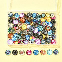 100Pcs Printed Glass Half Round Dome Cabochons&nbsp;GGLA-FS0001-13