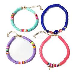 Starfish & Shell & Cross & Heart & Tassel Charm Anklets Set&nbsp;AJEW-SW00001