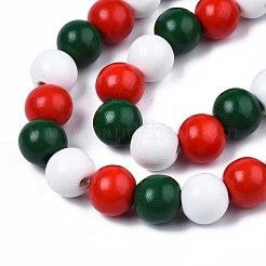 Halloween Spray Painted Natural Wood Beads Strands&nbsp;WOOD-S053-55C
