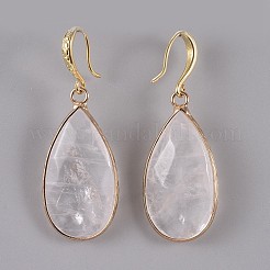 Teardrop Natural Quartz Crystal Dangle Earrings&nbsp;EJEW-JE02998-02