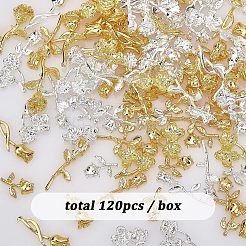 120Pcs 2 Colors Rose Flower Alloy Cabochons&nbsp;MRMJ-OC0002-93