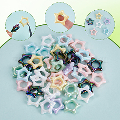 50Pcs UV Plating Rainbow Iridescent Acrylic Bead Frames&nbsp;PACR-SP0001-04