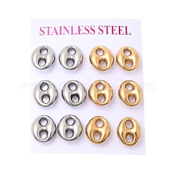 6 Pairs 304 Stainless Steel Stud Earrings&nbsp;EJEW-P340-02A