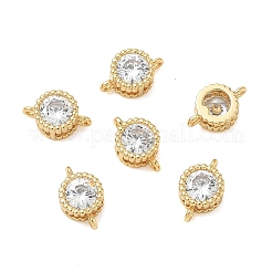 SHEGRACE Brass Pave Clear Cubic Zirconia Flat Round Connector Charms&nbsp;XGRQ3D730-500G