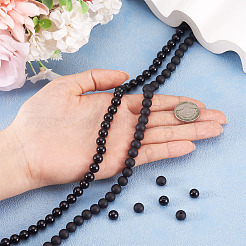 2 Strands 2 Styles Natural Black Onyx(Dyed & Heated) Beads Strands&nbsp;G-TA0003-52-8mm