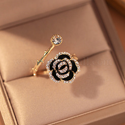 Alloy Rhinestone Adjustable Open Cuff Rings&nbsp;FS-WG54D79-01