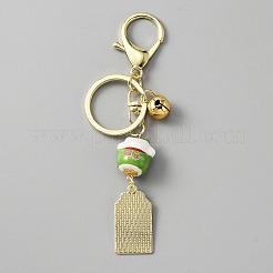 Japanese Maneki Neko Brass Bell Pendant Keychain&nbsp;KEYC-WH0036-13LG-04