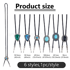 6Pcs 6 Styles PU Leather Acrylic & Resin Cord Bolo Tie Lariat Necklaces for Women&nbsp;NJEW-DC0001-12