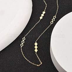 Ion Plating(IP) 304 Stainless Steel Rhombus Cable Chain Necklaces for Women&nbsp;NJEW-K255-35G