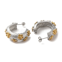 Tarnish Resistant Ring with Flower 304 Stainless Steel Stud Earrings&nbsp;EJEW-C075-03P