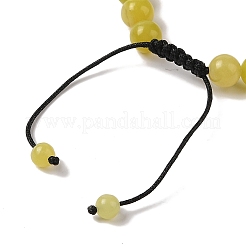 8mm Round Natural Lemon Jade Braided Bead Bracelets&nbsp;BJEW-C067-01B-02