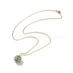 Natural Gemstone Cage Pendant Necklace with 304 Stainless Steel Cable Chains for Women&nbsp;NJEW-JN03905-02