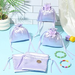 Satin Cloth Drawstring Pouches with Flower&nbsp;ST-CJ0048-001D