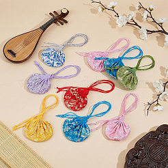 7Pcs 7 Colors 3D Floral Embroidery Satin Drawstring Bags&nbsp;ABAG-PH0001-88