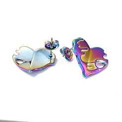 Ion Plating(IP) 304 Stainless Steel Heart Stud Earrings for Women&nbsp;EJEW-F300-03MC