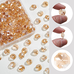 240Pcs Electroplate Glass Faceted Octagon Links Connector Charms&nbsp;EGLA-SP0001-43B