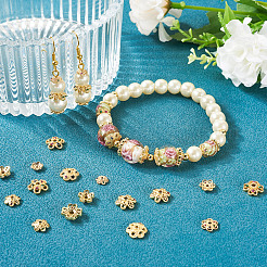 16Pcs 8 Styles Brass Micro Pave Cubic Zirconia Bead Caps&nbsp;ZIRC-TA0001-23G