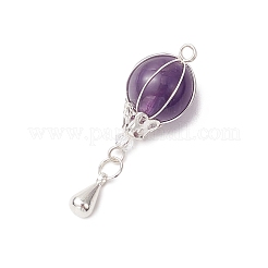 4Pcs 4 Styles Natural Carnelian & Rose Quartz & Green Aventurine & Amethyst Hot Air Balloon Pendants&nbsp;PALLOY-TA00227