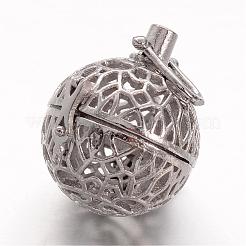 Eco-Friendly Rack Plating Brass Cage Pendants&nbsp;KK-P048-11-NR
