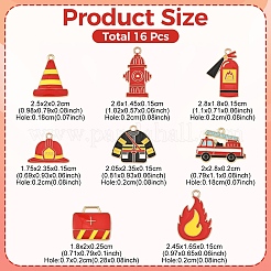 16Pcs 8 Styles Firefighting Theme Alloy Enamel Pendants&nbsp;ENAM-YW0009-28