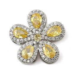 Brass Pave Cubic Zirconia 5-Petal Flower Multi-Strand Links&nbsp;KK-I276-30P