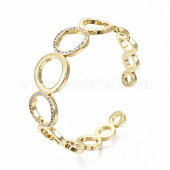 Brass Micro Pave Clear Cubic Zirconia Cuff Bangles&nbsp;BJEW-S142-016-NF