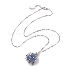 Crystal Stone Cage Pendant Necklaces&nbsp;NJEW-JN04755-02