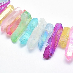 Electroplated Natural Quartz Crystal Beads Strands&nbsp;G-P368-04
