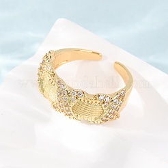 Brass Micro Pave Cubic Zirconia Cuff Open Rings&nbsp;CU-CBAB3AD-17G