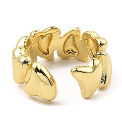 Rack Plating Brass Heart Open Cuff Rings for Women&nbsp;RJEW-G294-05G