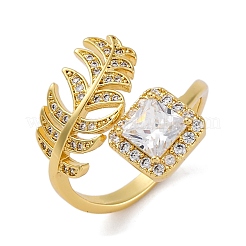Brass Micro Pave Clear Cubic Zirconia Cuff Rings for Women&nbsp;LS-RJEW-C118-07G