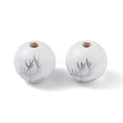 Printed Natural Wood European Beads&nbsp;WOOD-C015-06A