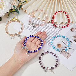 6Pcs 6 Colors Glass & Acrylic Imitation Pearl Beaded Stretch Bracelets Set&nbsp;BJEW-FI0001-37