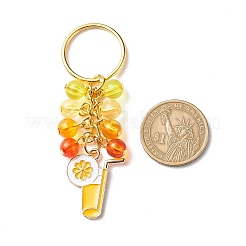4Pcs Flower/Bee/Orange Juice Alloy Enamel Pendant Keychain&nbsp;KEYC-JKC00412-05