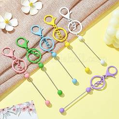 6Pcs 6 Colors Spray Painted Alloy Bar Beadable Keychain for Jewelry Making DIY Crafts&nbsp;KEYC-CJ0001-09