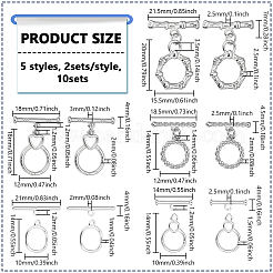 10 Sets 5 Styles Brass Toggle Clasps&nbsp;KK-PH0012-27