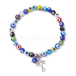 3Pcs 3 Colors Cross 304 Stainless Steel Charm Bracelets&nbsp;BJEW-JB12262