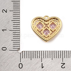 Brass Micro Pave Pink Cubic Zirconia Charms&nbsp;CU-CBAF17A-10G