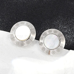 304 Stainless Steel Natural Shell Stud Earrings&nbsp;EJEW-Z089-23P