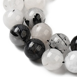 Natural Black Rutilated Quartz Beads Strands&nbsp;G-D295-8mm